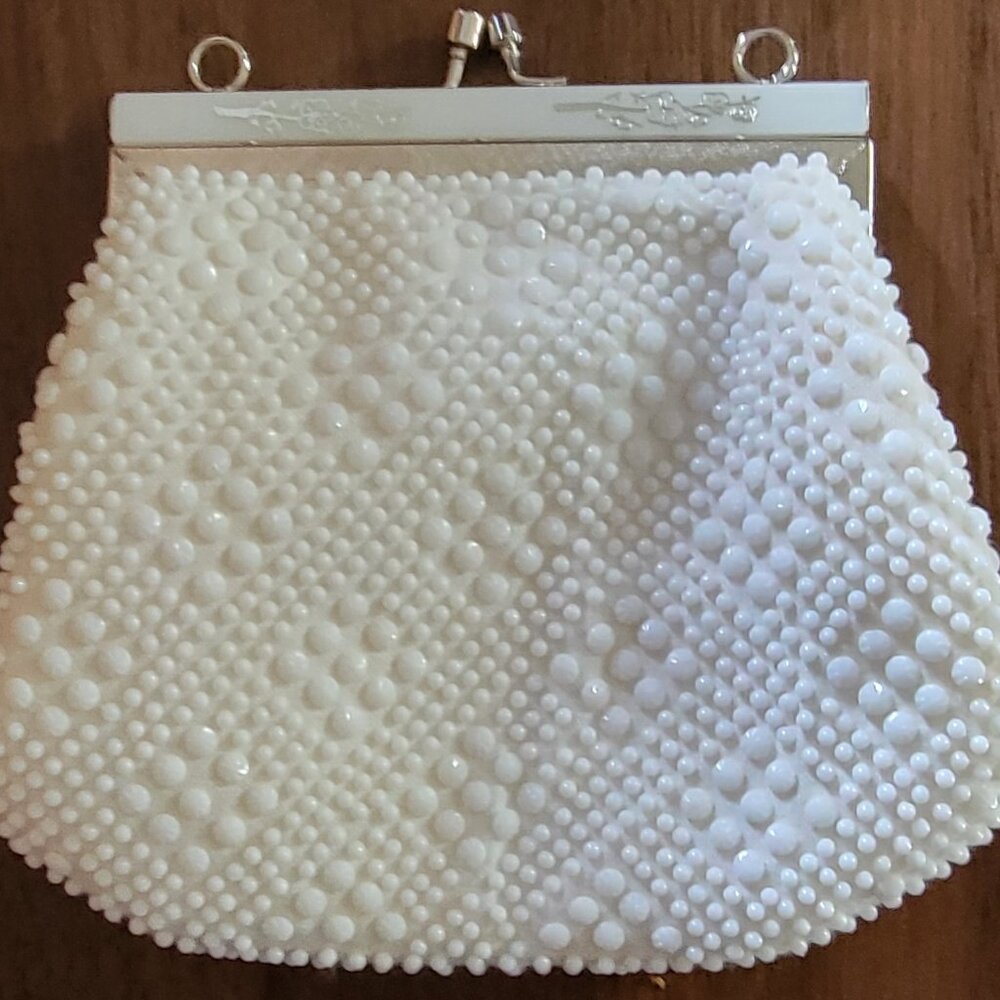 Vintage 1950’s White Beaded Clutch/Evening Purse